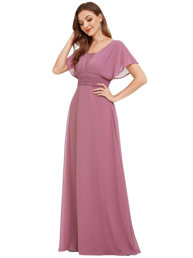 ever AMBRYN|Robe de soirée longue en mousseline de soie à taille empire coupe A(Vente finale)