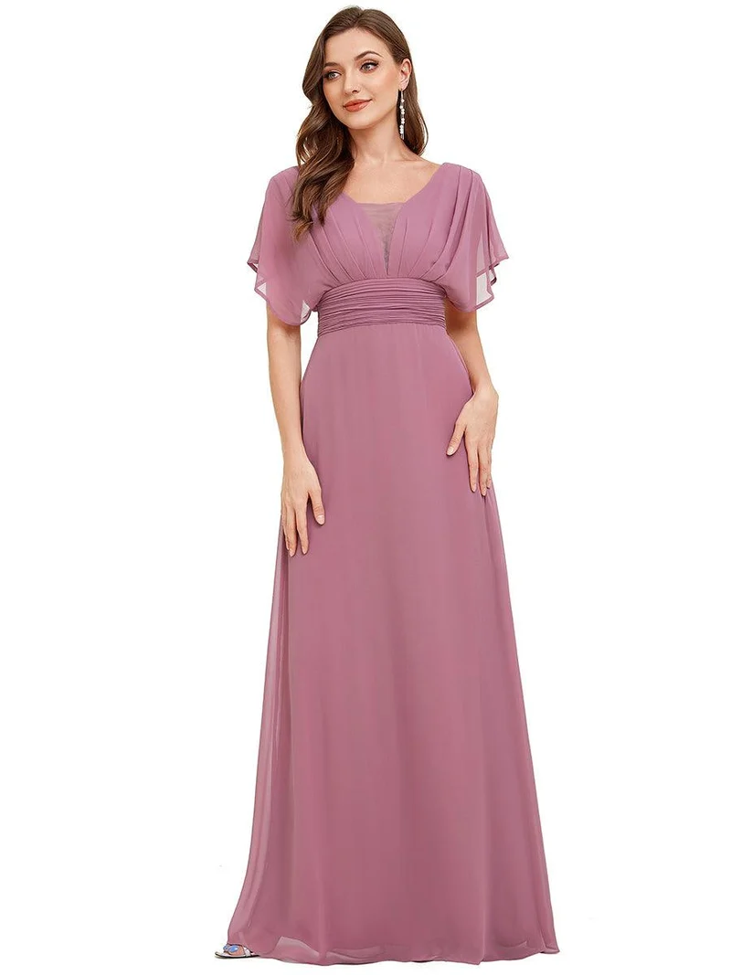 ever AMBRYN|Robe de soirée longue en mousseline de soie à taille empire coupe A(Vente finale)