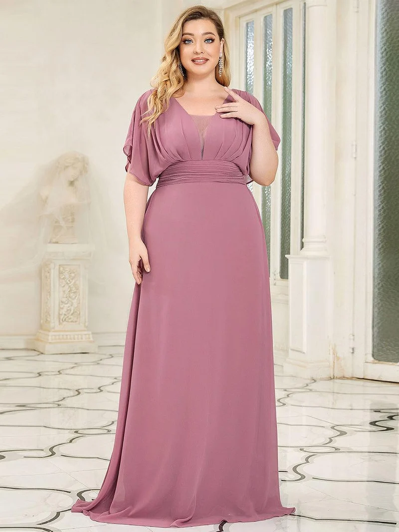 ever AMBRYN|Robe de soirée longue en mousseline de soie à taille empire coupe A(Vente finale)