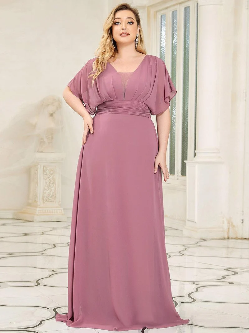 ever AMBRYN|Robe de soirée longue en mousseline de soie à taille empire coupe A(Vente finale)