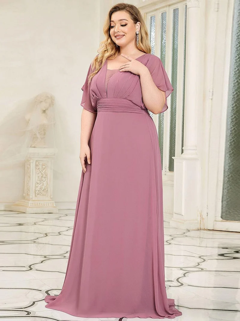 ever AMBRYN|Robe de soirée longue en mousseline de soie à taille empire coupe A(Vente finale)