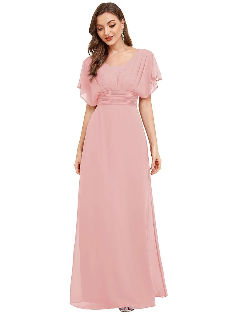 ever AMBRYN|Robe de soirée longue en mousseline de soie à taille empire coupe A(Vente finale)