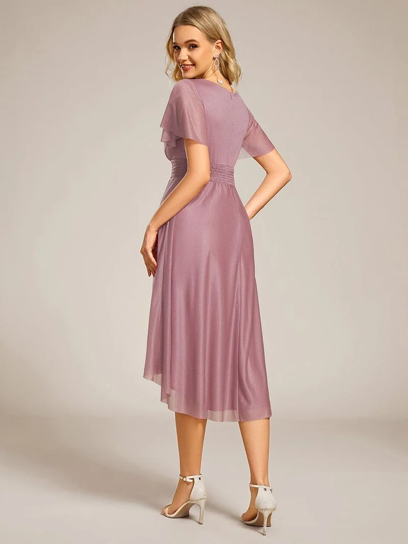 ever CLARYN|Robe d'invitée de mariage mi-longue à col rond et paillettes