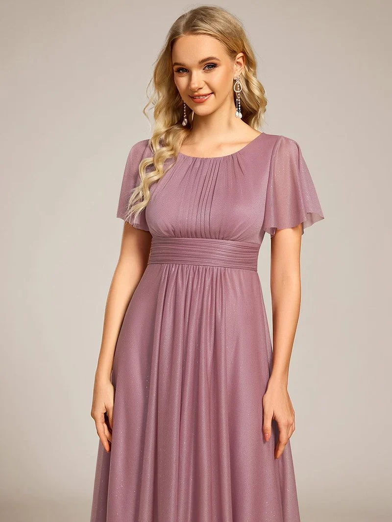 ever CLARYN|Robe d'invitée de mariage mi-longue à col rond et paillettes