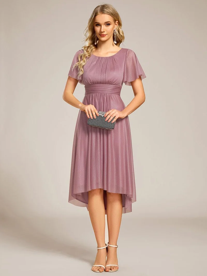 ever CLARYN|Robe d'invitée de mariage mi-longue à col rond et paillettes