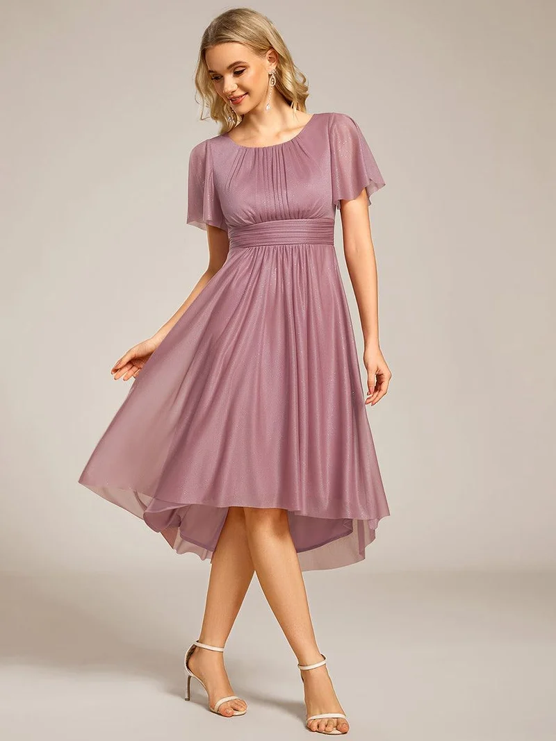 ever CLARYN|Robe d'invitée de mariage mi-longue à col rond et paillettes