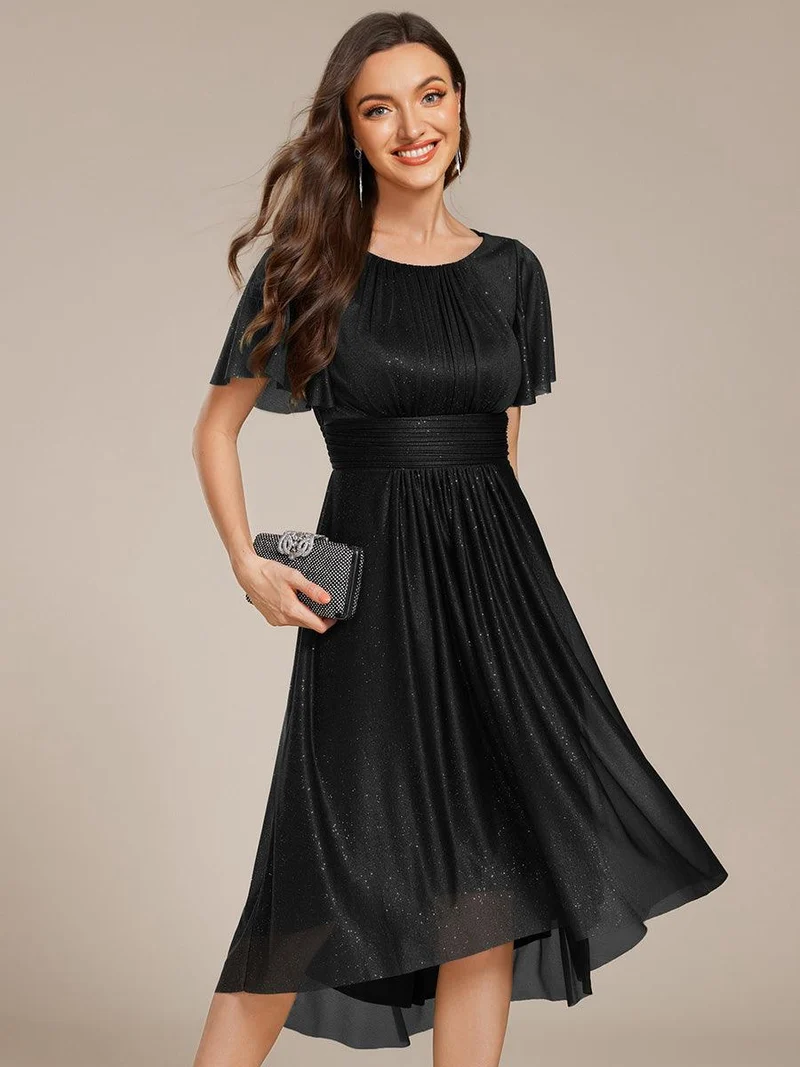 ever CLARYN|Robe d'invitée de mariage mi-longue à col rond et paillettes