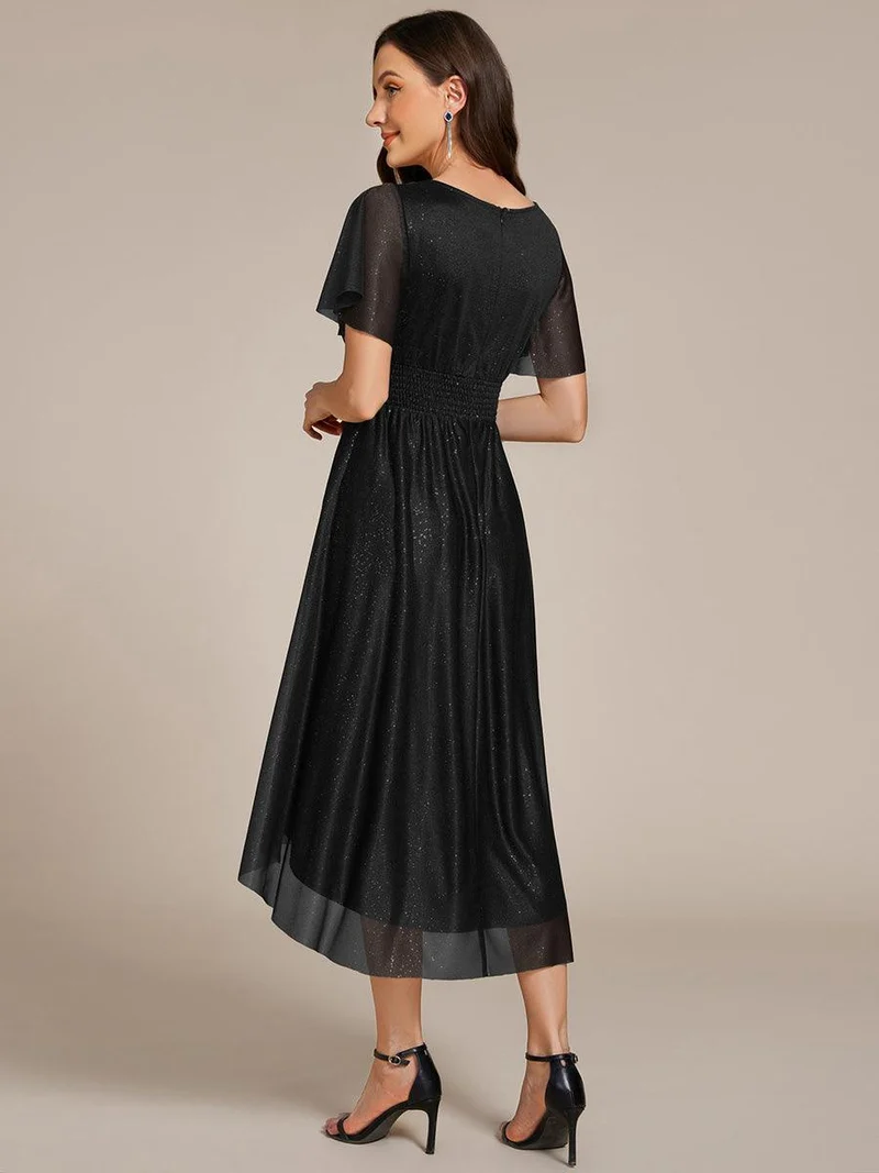 ever CLARYN|Robe d'invitée de mariage mi-longue à col rond et paillettes