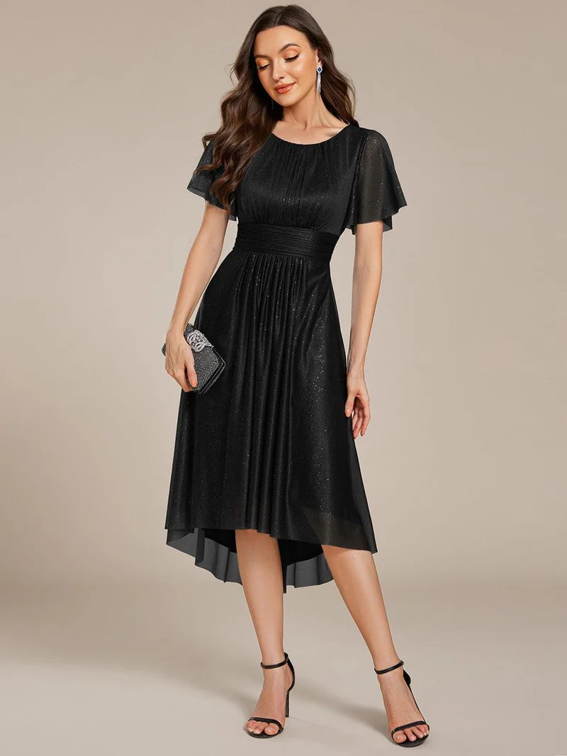 ever CLARYN|Robe d'invitée de mariage mi-longue à col rond et paillettes