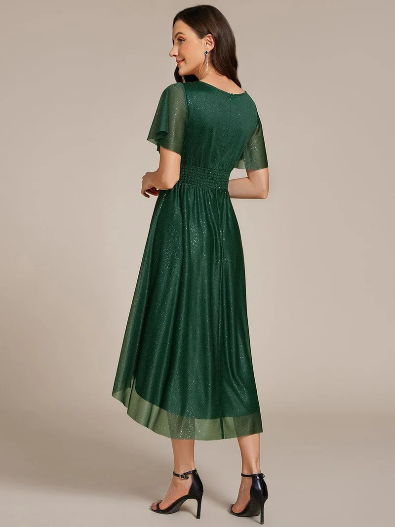 ever CLARYN|Robe d'invitée de mariage mi-longue à col rond et paillettes