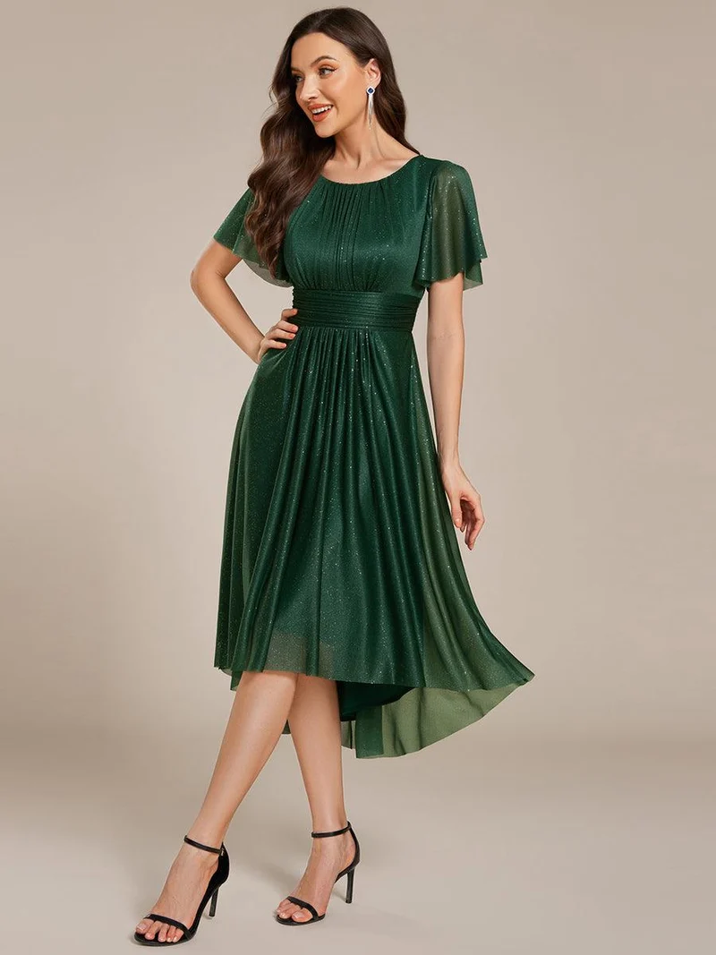 ever CLARYN|Robe d'invitée de mariage mi-longue à col rond et paillettes