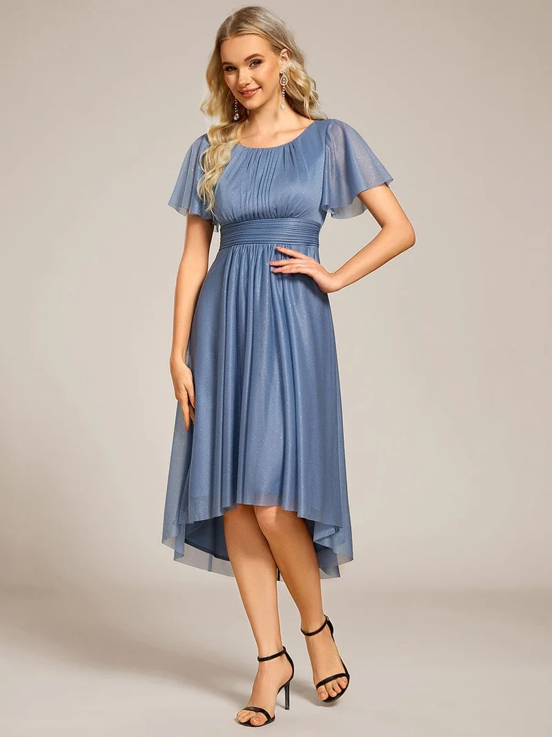 ever CLARYN|Robe d'invitée de mariage mi-longue à col rond et paillettes