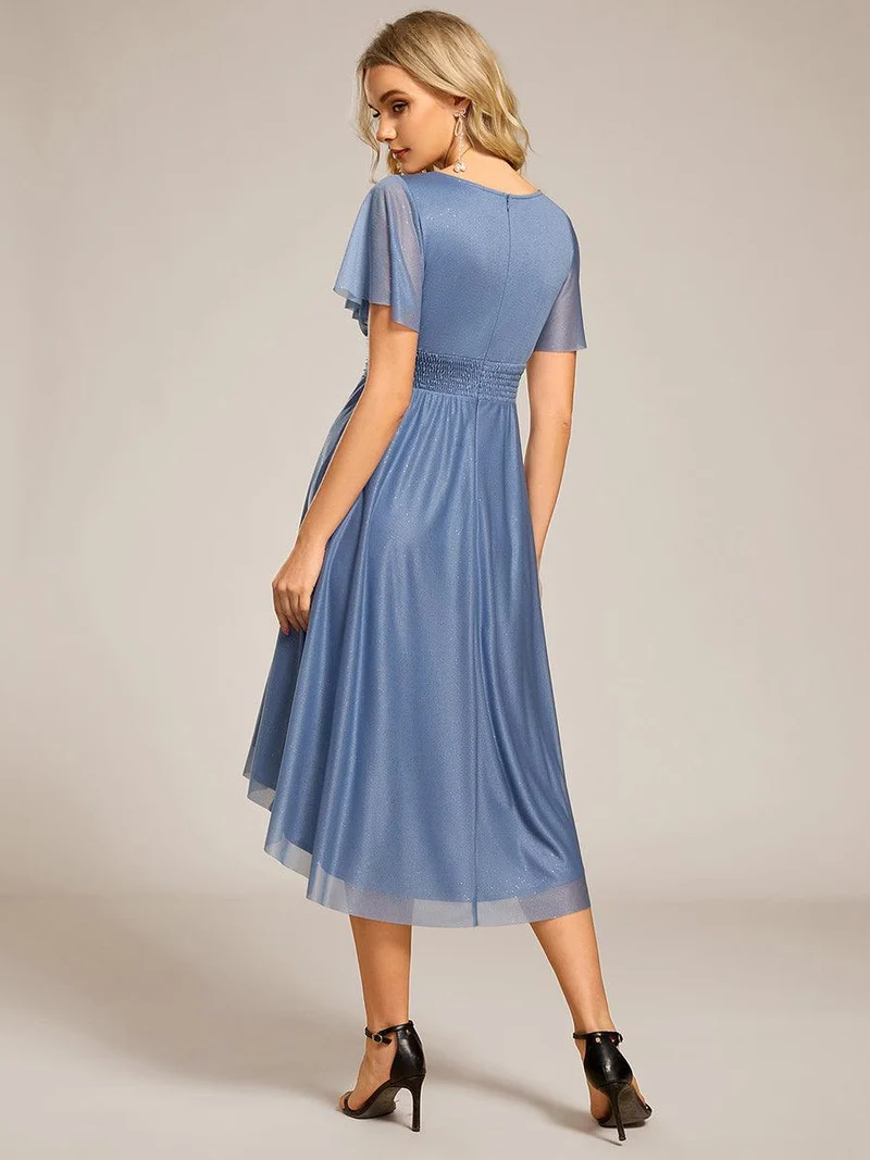 ever CLARYN|Robe d'invitée de mariage mi-longue à col rond et paillettes