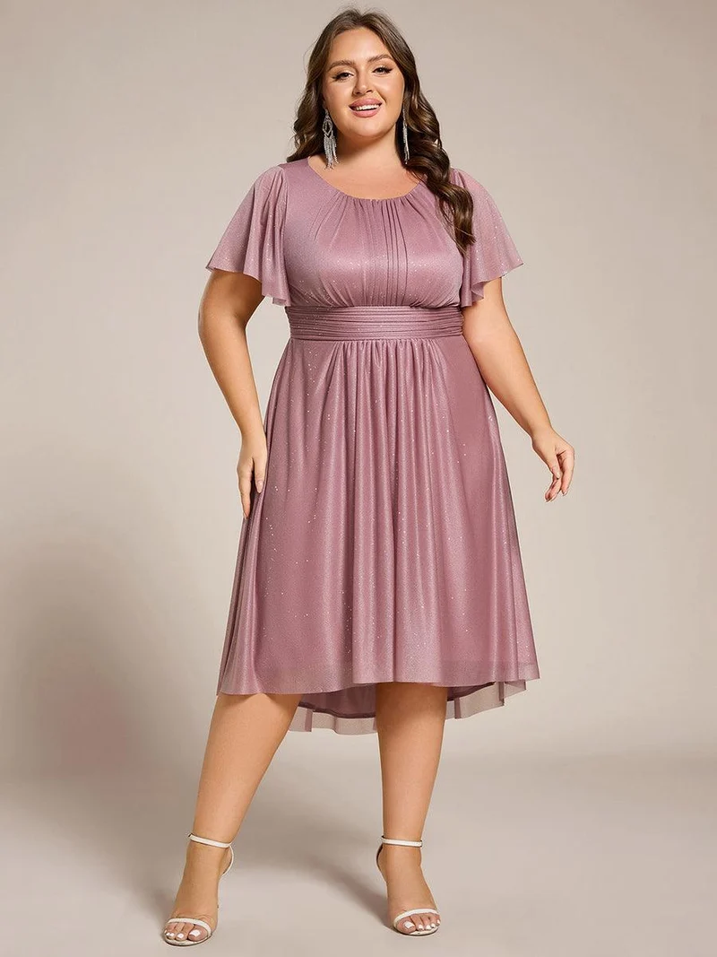 ever CLARYN|Robe d'invitée de mariage mi-longue à col rond et paillettes