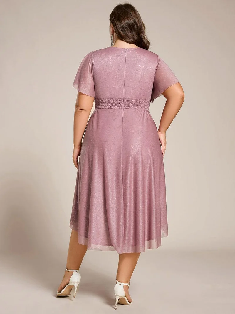 ever CLARYN|Robe d'invitée de mariage mi-longue à col rond et paillettes