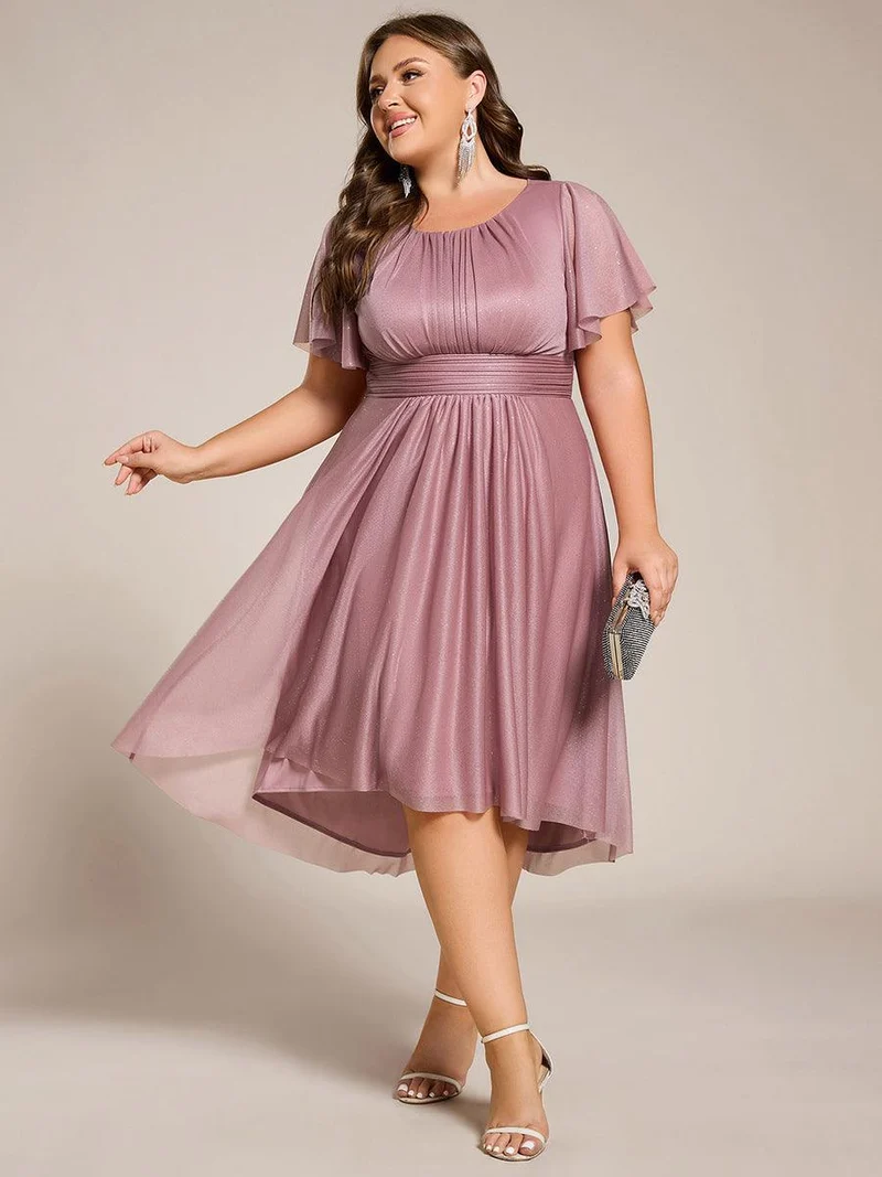 ever CLARYN|Robe d'invitée de mariage mi-longue à col rond et paillettes