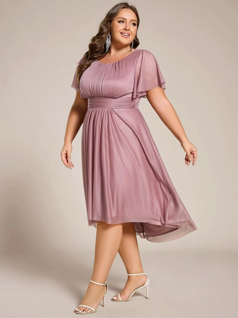 ever CLARYN|Robe d'invitée de mariage mi-longue à col rond et paillettes