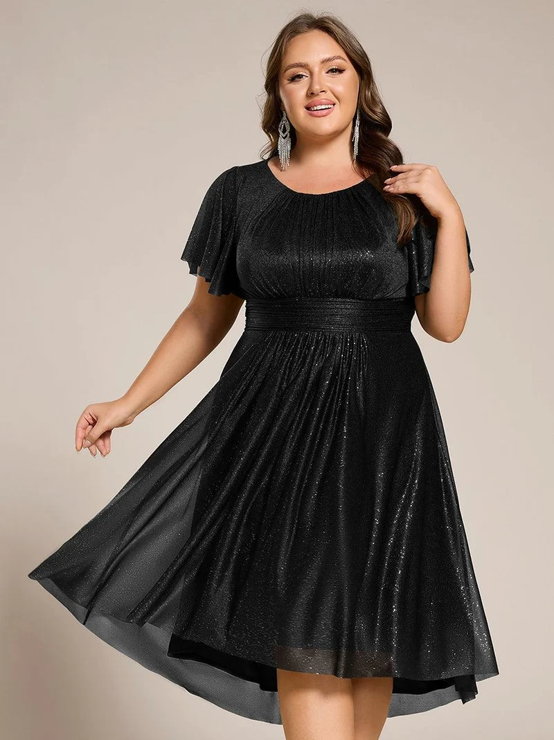 ever CLARYN|Robe d'invitée de mariage mi-longue à col rond et paillettes