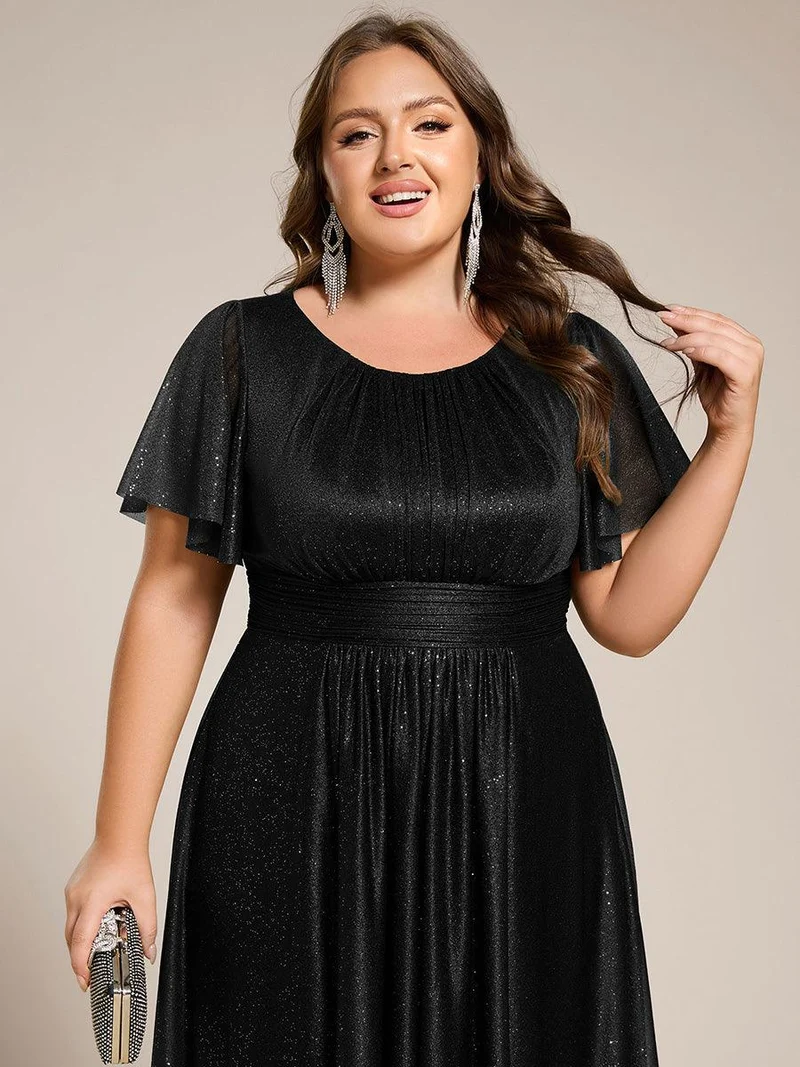 ever CLARYN|Robe d'invitée de mariage mi-longue à col rond et paillettes