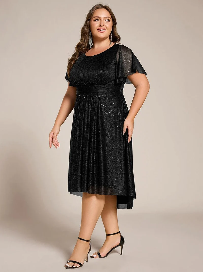 ever CLARYN|Robe d'invitée de mariage mi-longue à col rond et paillettes