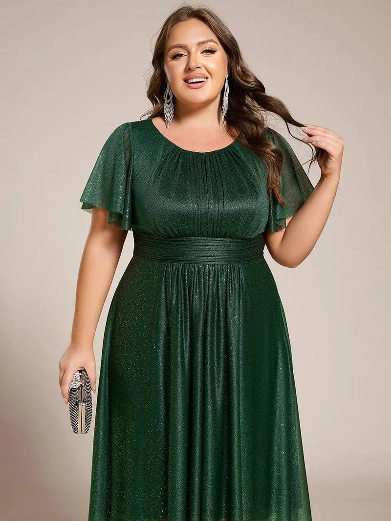 ever CLARYN|Robe d'invitée de mariage mi-longue à col rond et paillettes