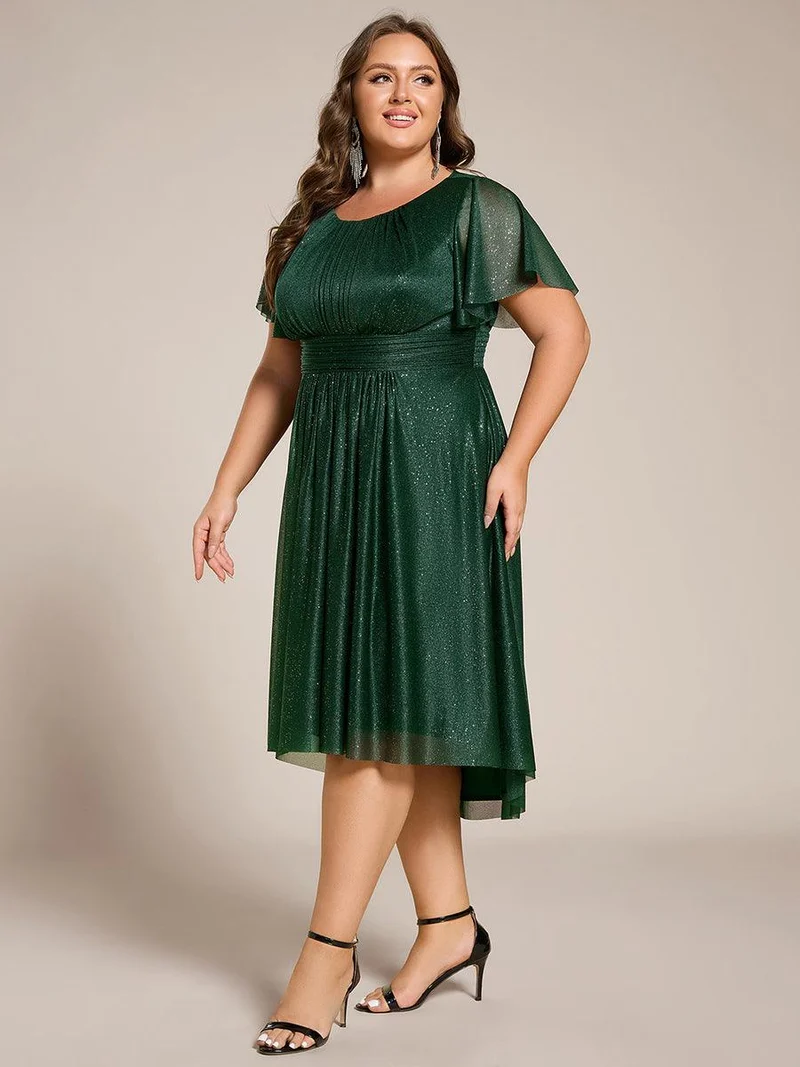 ever CLARYN|Robe d'invitée de mariage mi-longue à col rond et paillettes