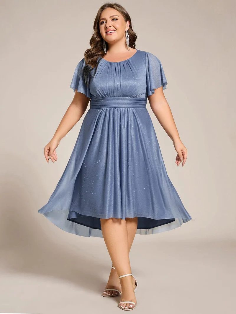 ever CLARYN|Robe d'invitée de mariage mi-longue à col rond et paillettes
