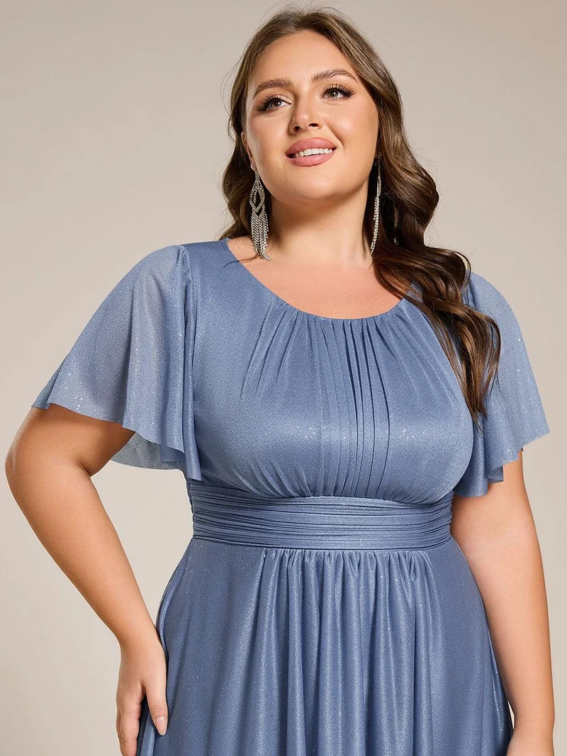 ever CLARYN|Robe d'invitée de mariage mi-longue à col rond et paillettes