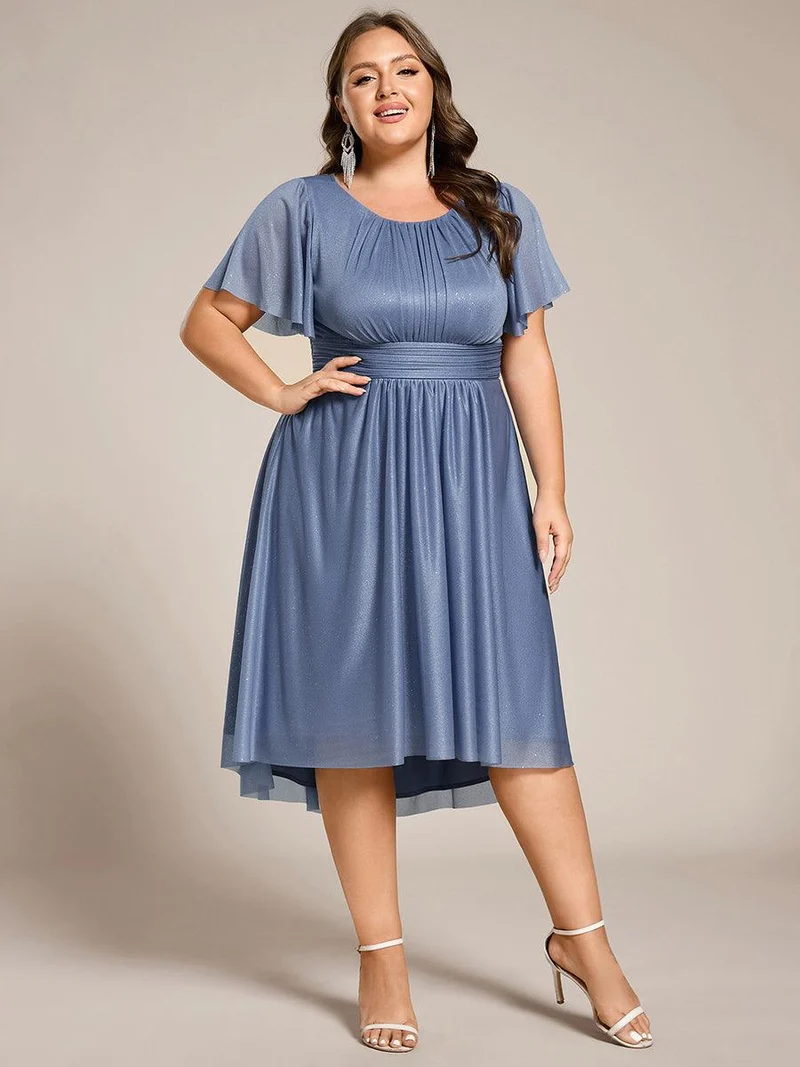 ever CLARYN|Robe d'invitée de mariage mi-longue à col rond et paillettes