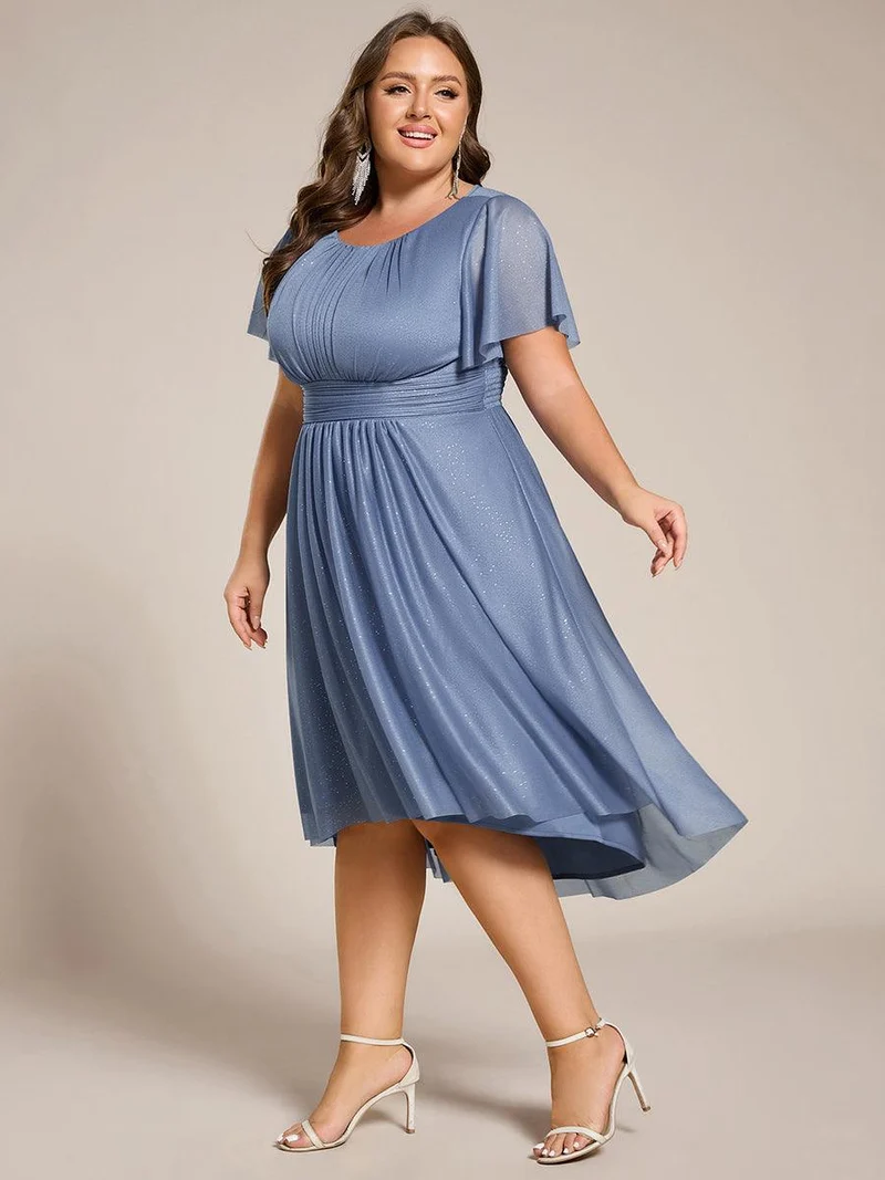ever CLARYN|Robe d'invitée de mariage mi-longue à col rond et paillettes