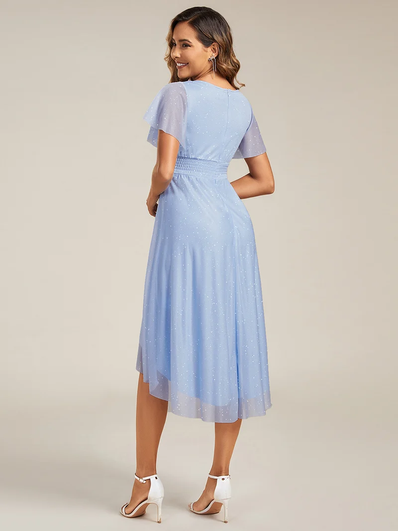 ever CLARYN|Robe d'invitée de mariage mi-longue à col rond et paillettes