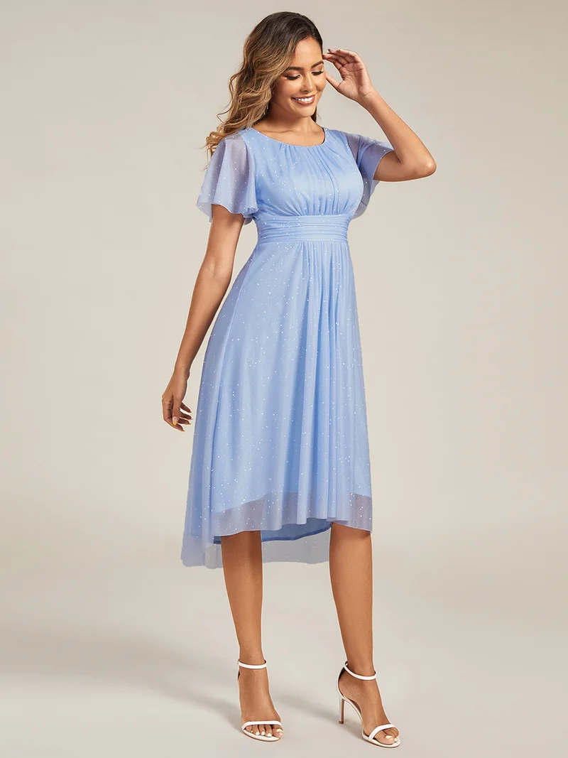 ever CLARYN|Robe d'invitée de mariage mi-longue à col rond et paillettes