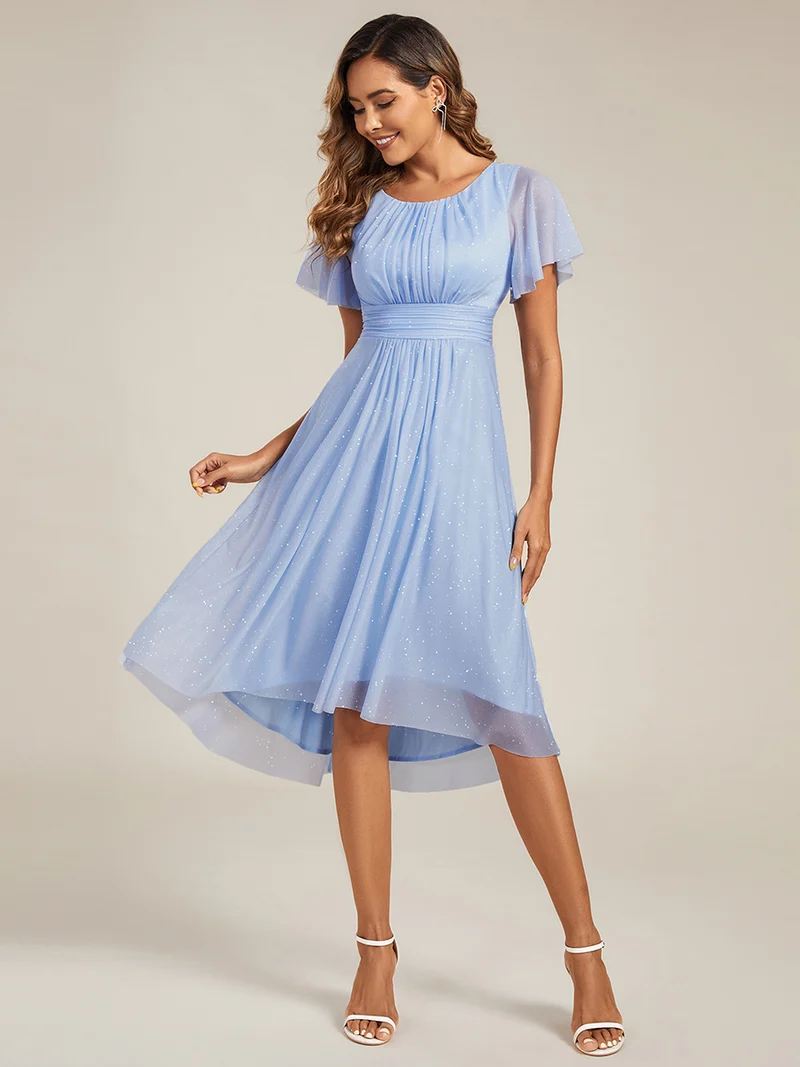 ever CLARYN|Robe d'invitée de mariage mi-longue à col rond et paillettes