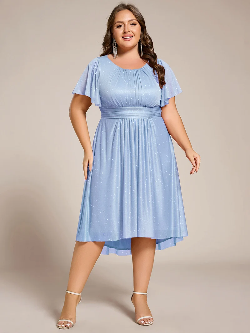 ever CLARYN|Robe d'invitée de mariage mi-longue à col rond et paillettes