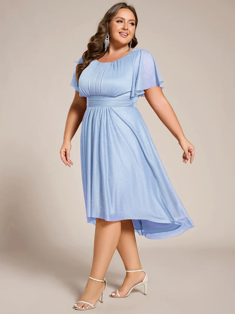 ever CLARYN|Robe d'invitée de mariage mi-longue à col rond et paillettes