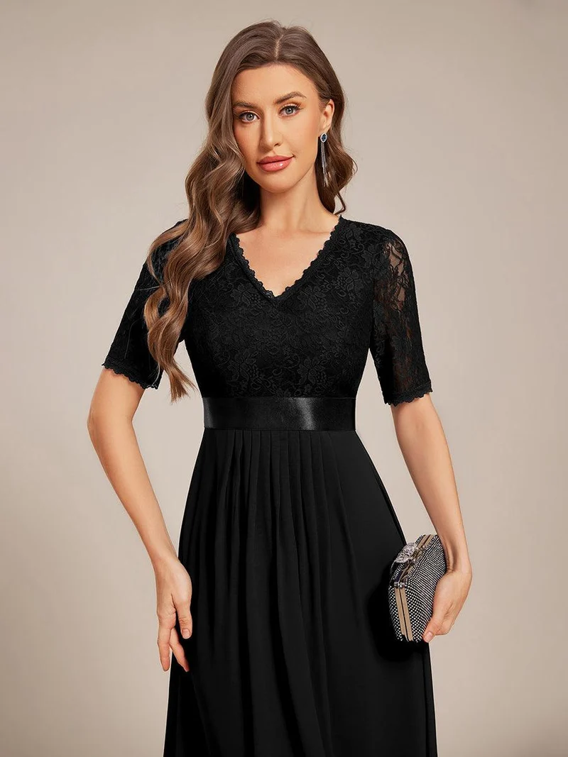 ever JOLEN|Robe d'invitée mi-longue en mousseline à empiècements en dentelle