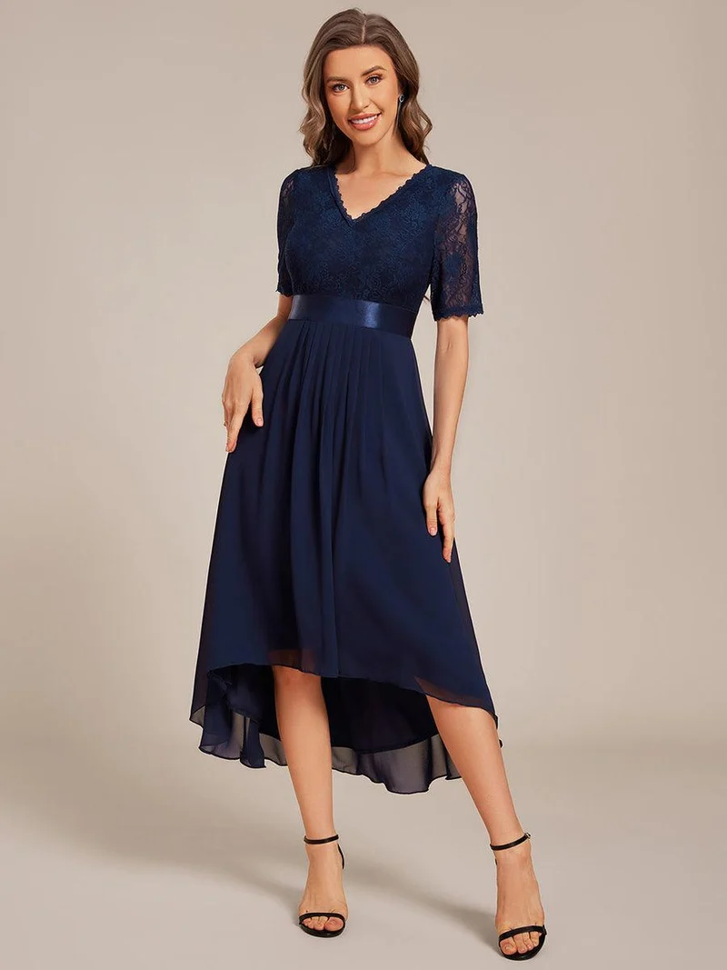 ever JOLEN|Robe d'invitée mi-longue en mousseline à empiècements en dentelle