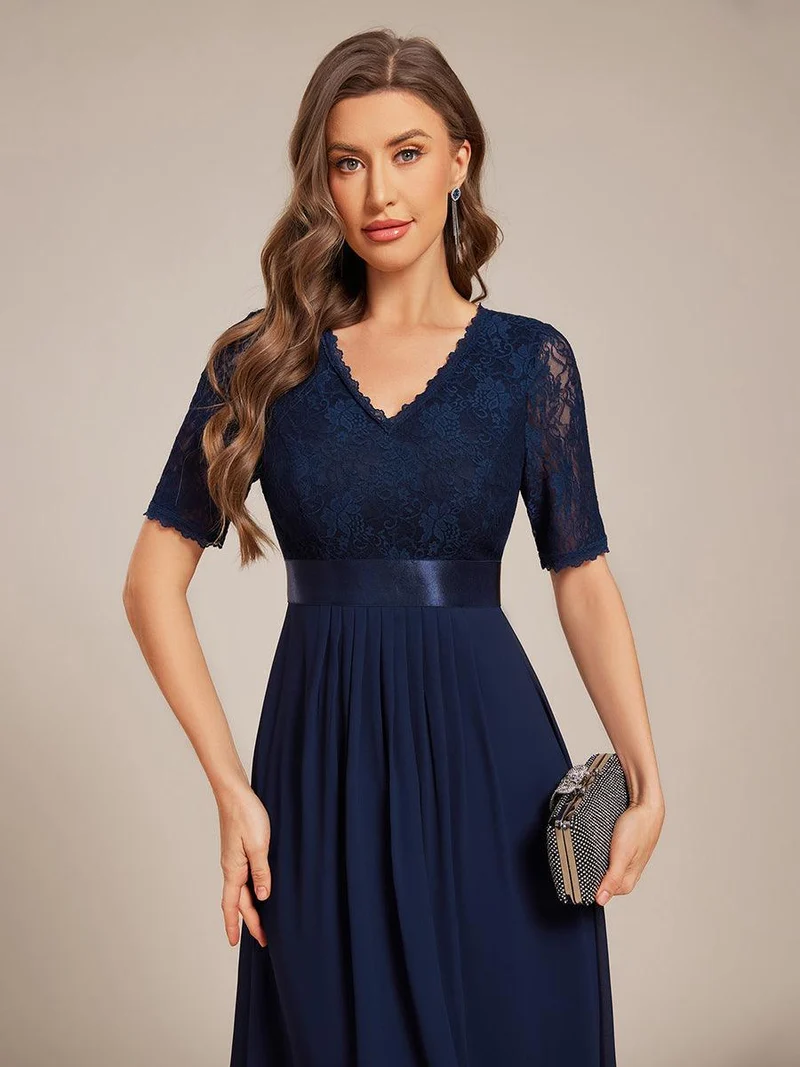 ever JOLEN|Robe d'invitée mi-longue en mousseline à empiècements en dentelle