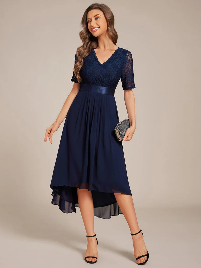 ever JOLEN|Robe d'invitée mi-longue en mousseline à empiècements en dentelle