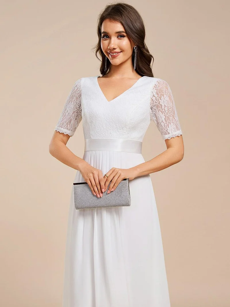 ever JOLEN|Robe d'invitée mi-longue en mousseline à empiècements en dentelle