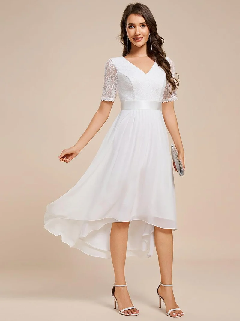 ever JOLEN|Robe d'invitée mi-longue en mousseline à empiècements en dentelle