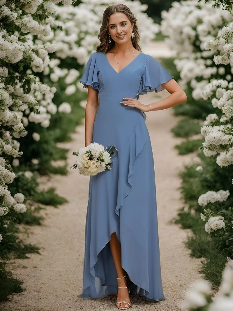 Meilleurs Choix de Robes de Demoiselle d'Honneur Bleu Poussiéreux