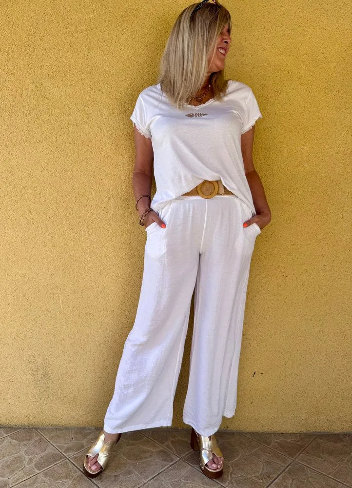 Pantalon fluide Théo blanc