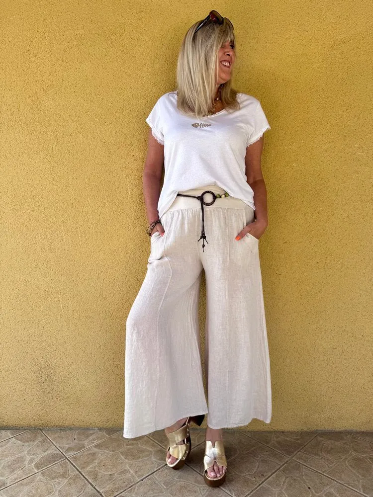 Pantalon ample en lin Félipo beige