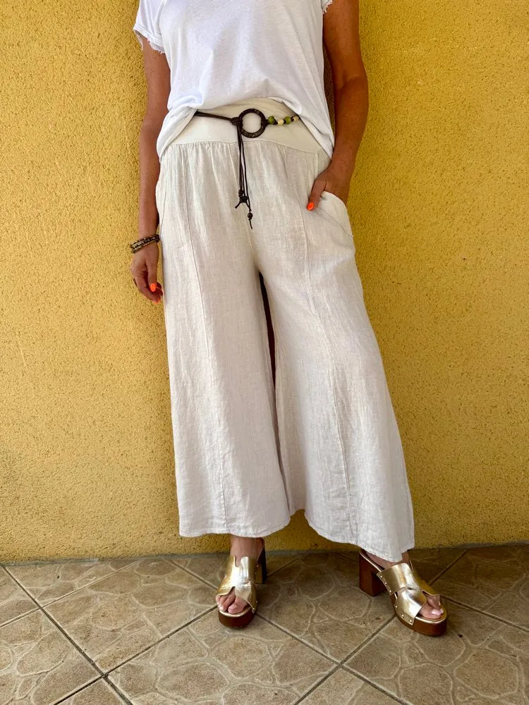 Pantalon ample en lin Félipo beige