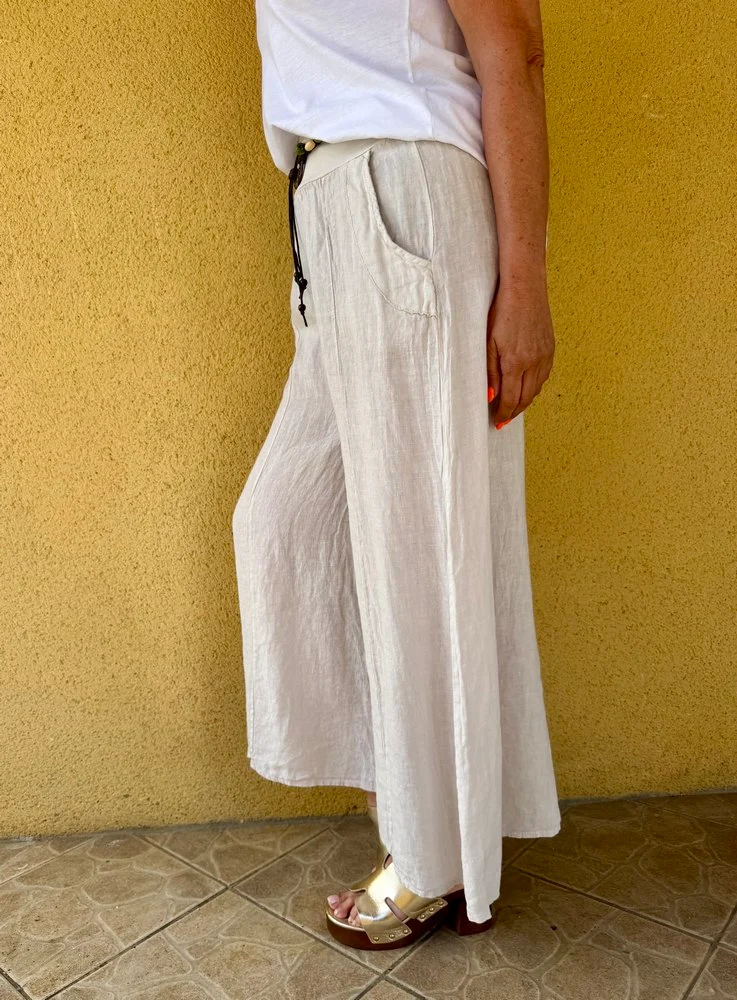 Pantalon ample en lin Félipo beige