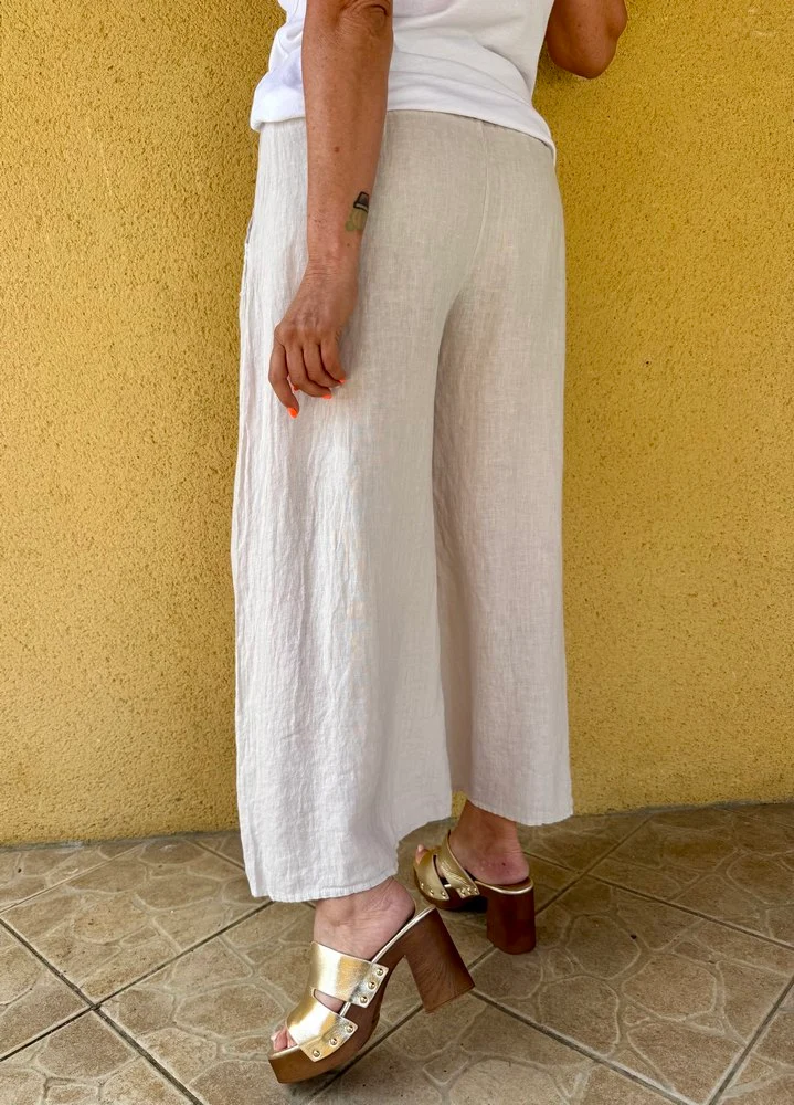 Pantalon ample en lin Félipo beige