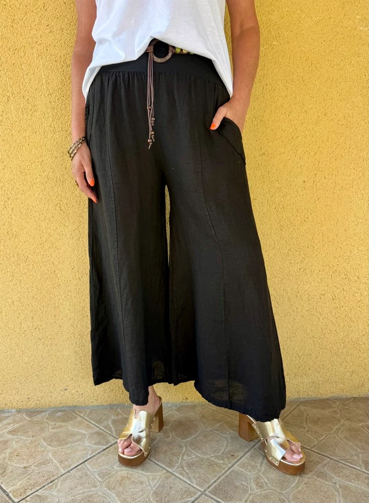 Pantalon ample en lin Félipo noir