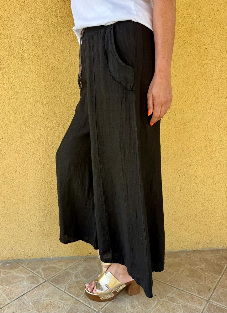 Pantalon ample en lin Félipo noir