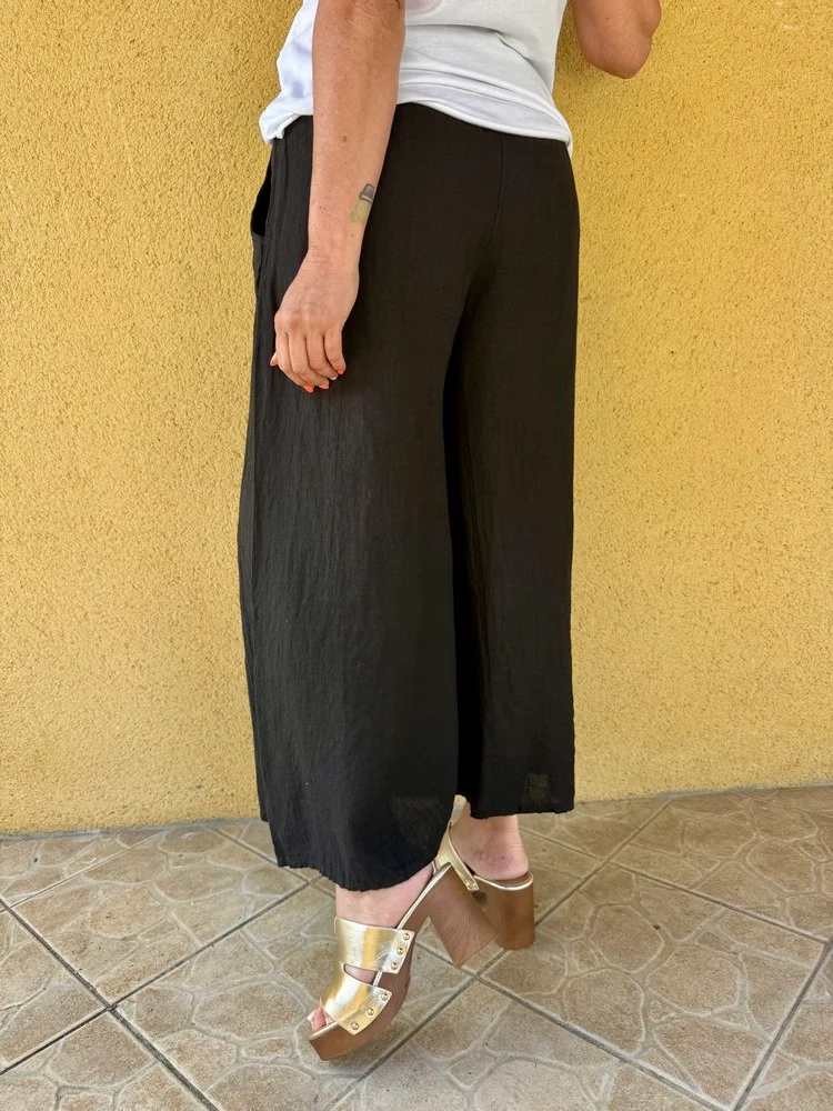 Pantalon ample en lin Félipo noir